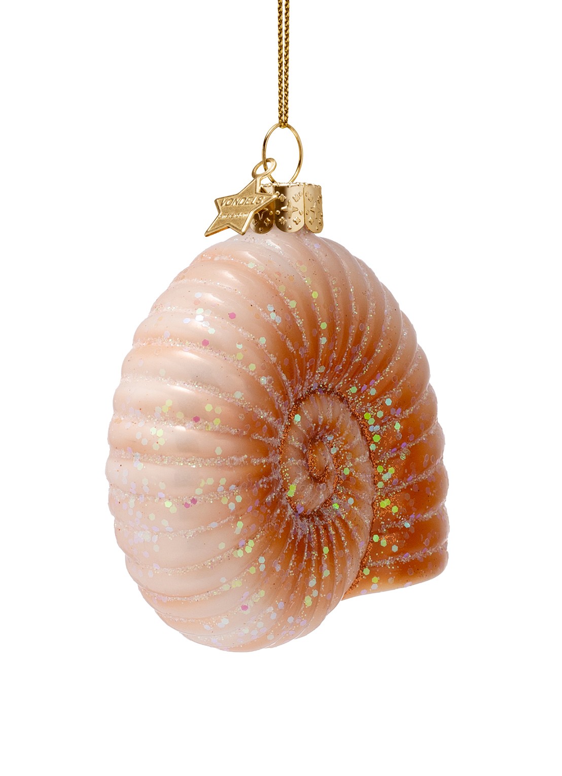 Vondels Nautilusschelp kersthanger 8 cm - achterkant 4 orange