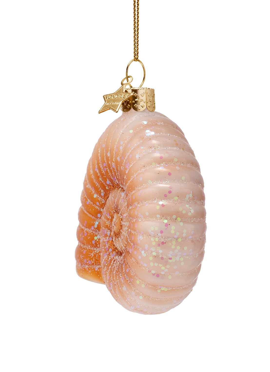 Vondels Nautilusschelp kersthanger 8 cm - detail 2 orange