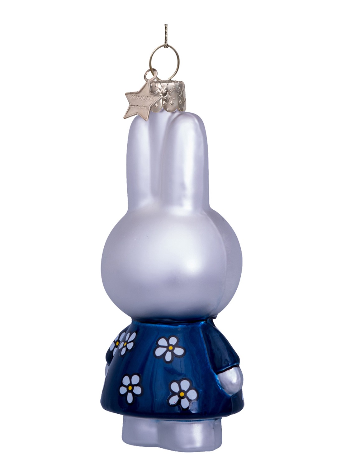 Vondels Nijntje/Miffy bloemenjurk kersthanger 11,5 cm - achterkant 6 donkerblauw