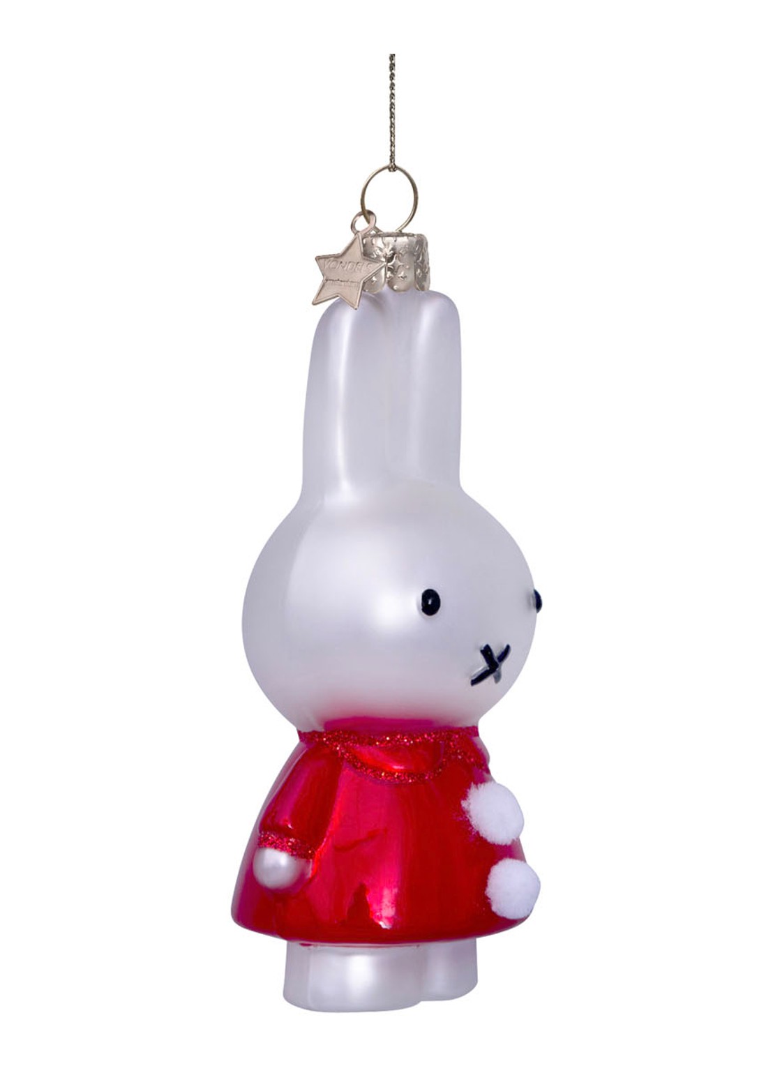 Vondels Nijntje/Miffy in kerstjurk kersthanger 11,5 cm - detail 4 rood