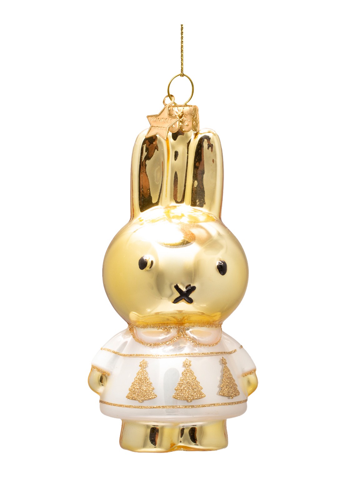 Vondels Nijntje/Miffy kerstboom 11 cm - voorkant 2 goud