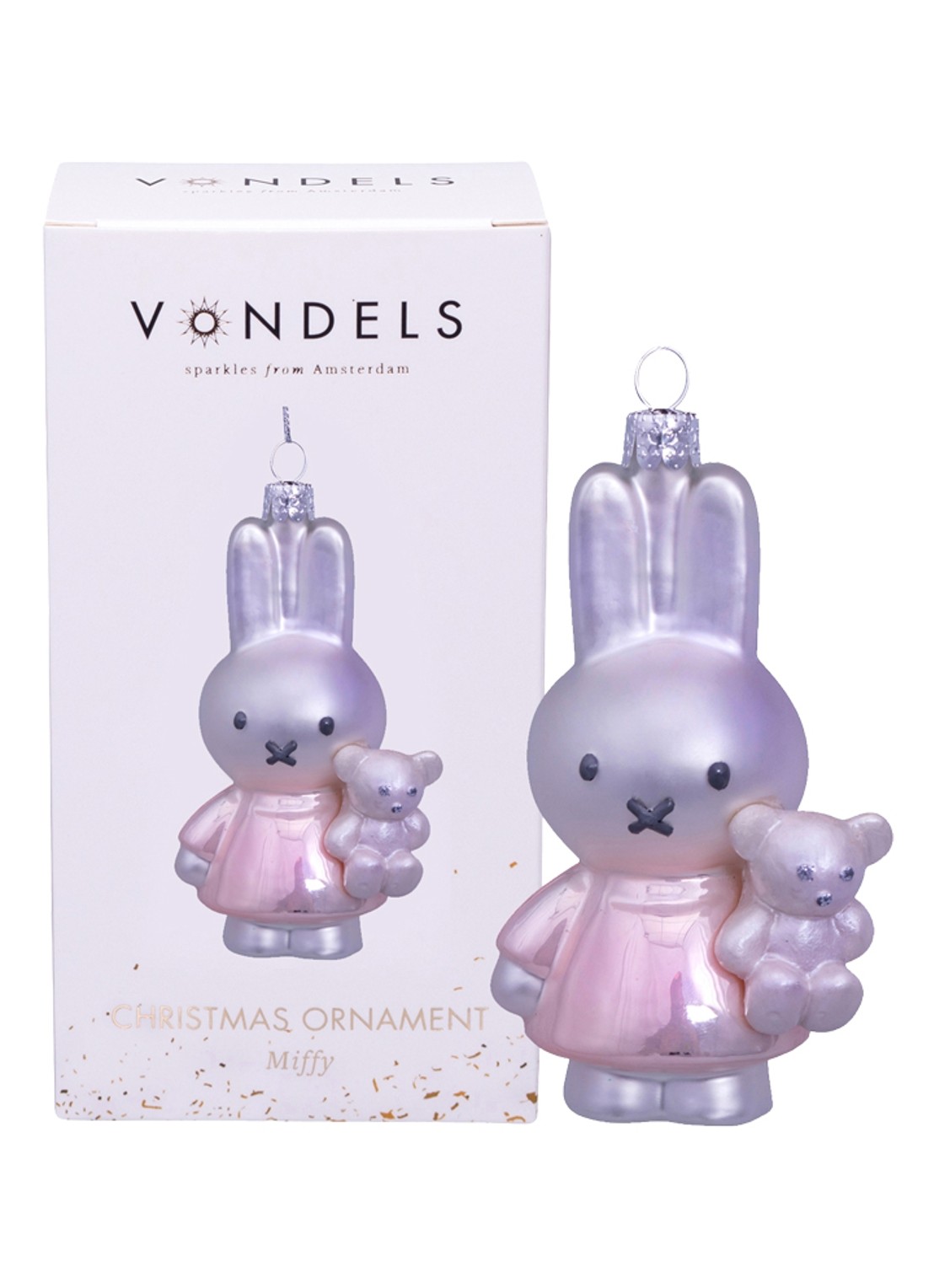 Vondels Nijntje/Miffy met Beer kersthanger 11 cm - detail 4 roze