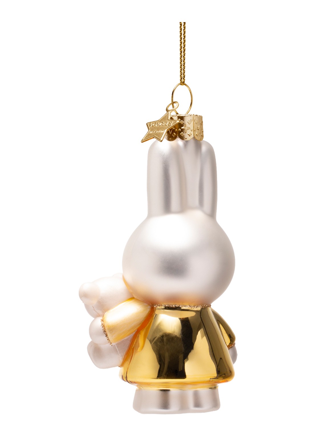 Vondels Nijntje/Miffy met beer kersthanger 11cm - achterkant 3 goud