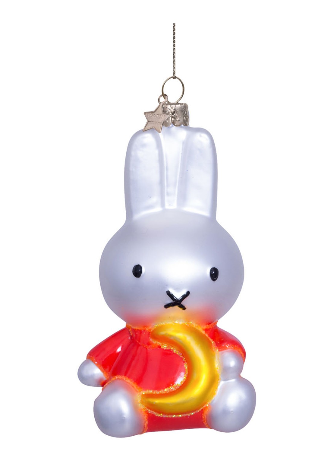 Vondels Nijntje/Miffy met Maan kersthanger 10,5 cm - voorkant multicolor