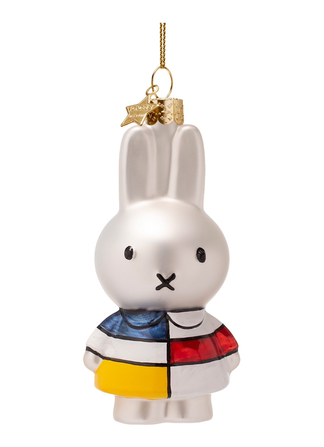 Vondels Nijntje/Miffy Mondriaan 11 cm - voorkant zilver