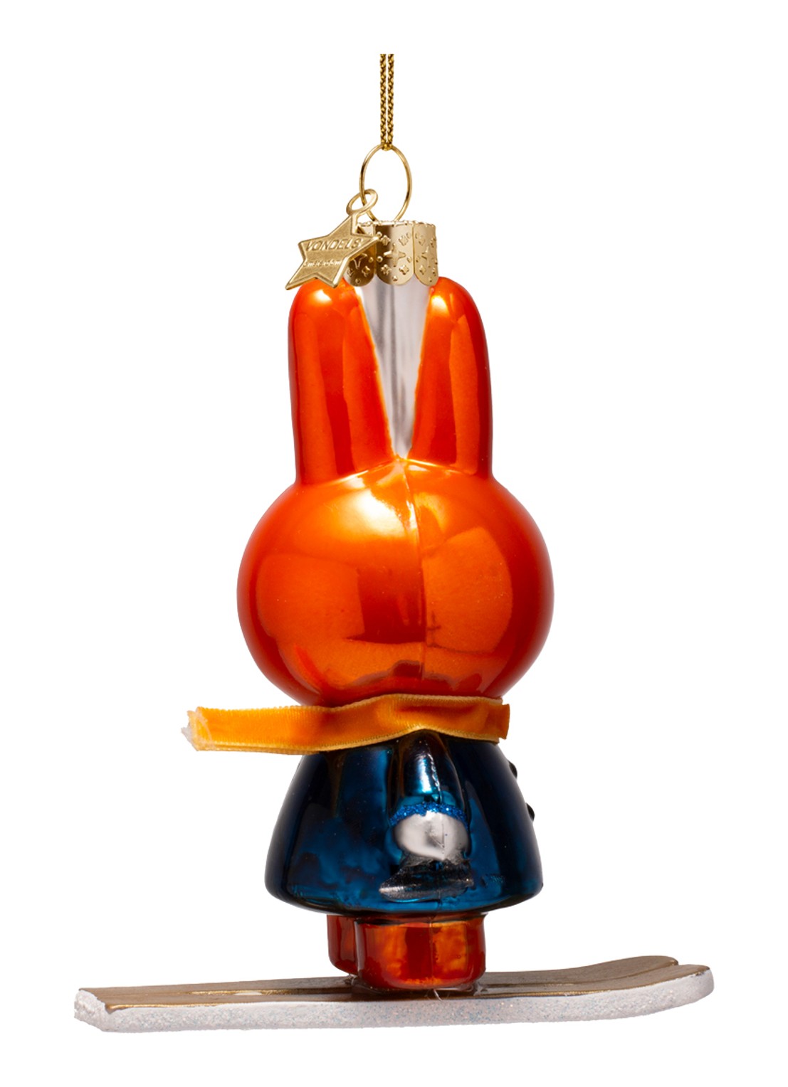 Vondels Nijntje-Miffy op Skiën kersthanger 12 cm - achterkant orange