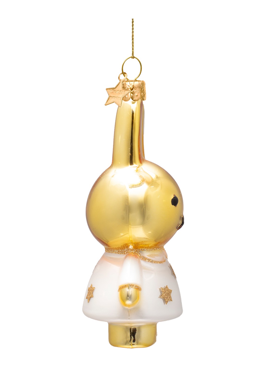 Vondels Nijntje/Miffy sterrenjurk kersthanger 11 cm - voorkant 2 goud