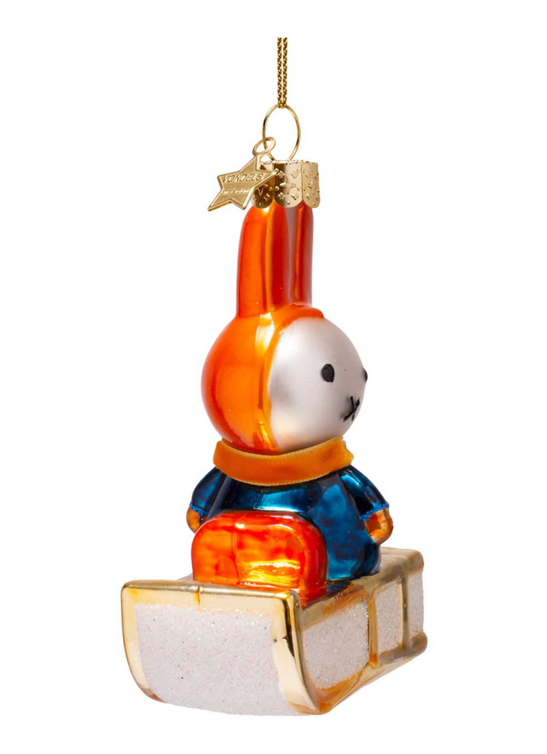 Vondels Nijntje op Slee kersthanger 11 cm - voorkant 2 orange
