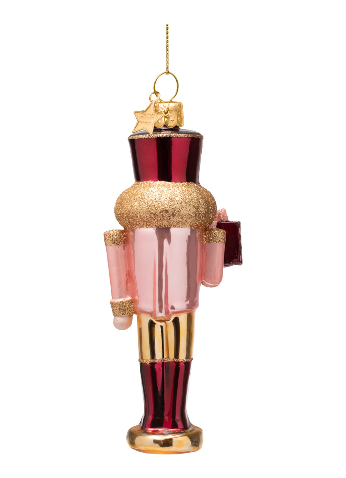 Vondels Notenkraker kersthanger 16 cm - achterkant roze