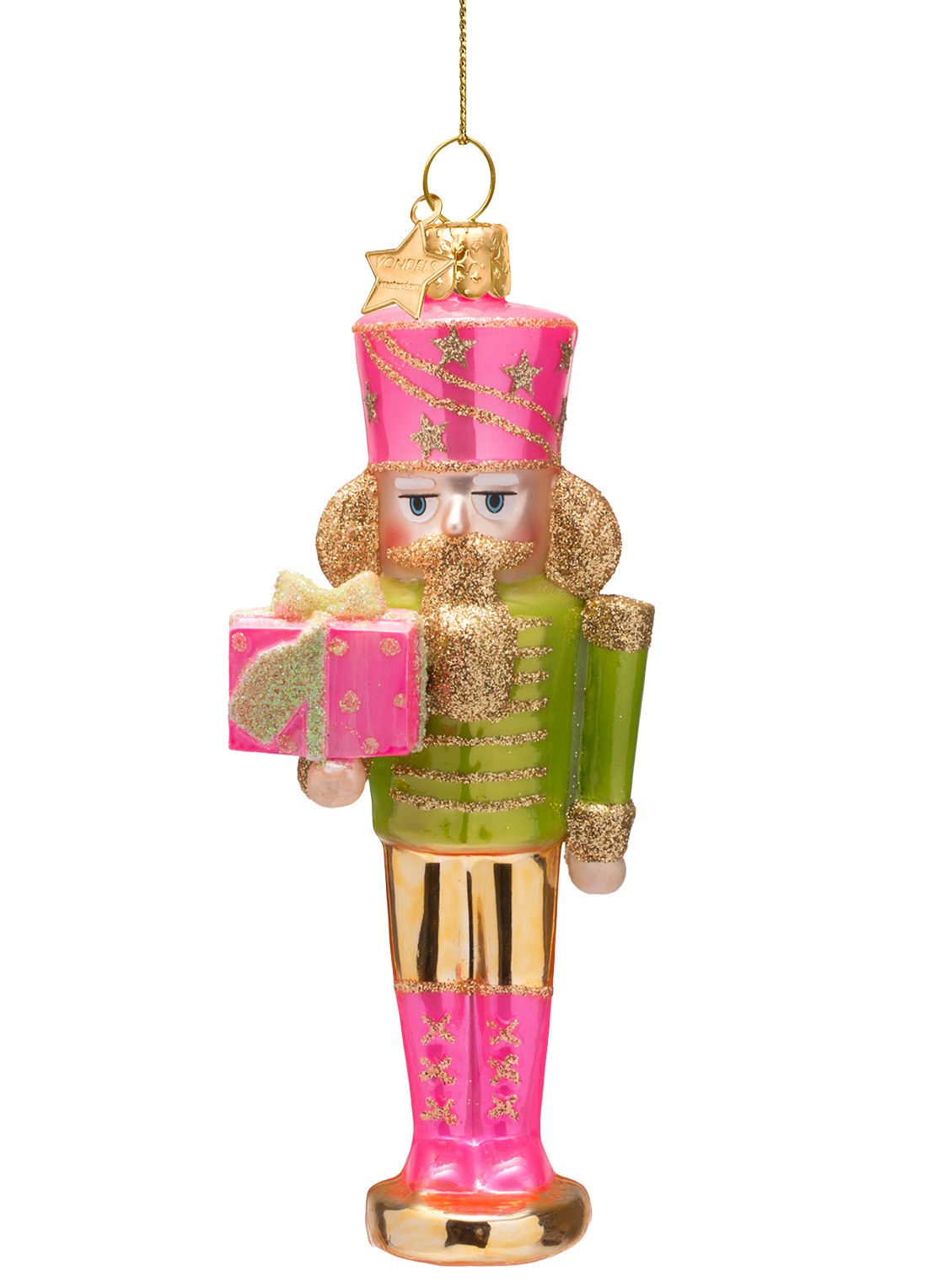 Vondels Notenkraker kersthanger 16 cm - voorkant 3 multicolor