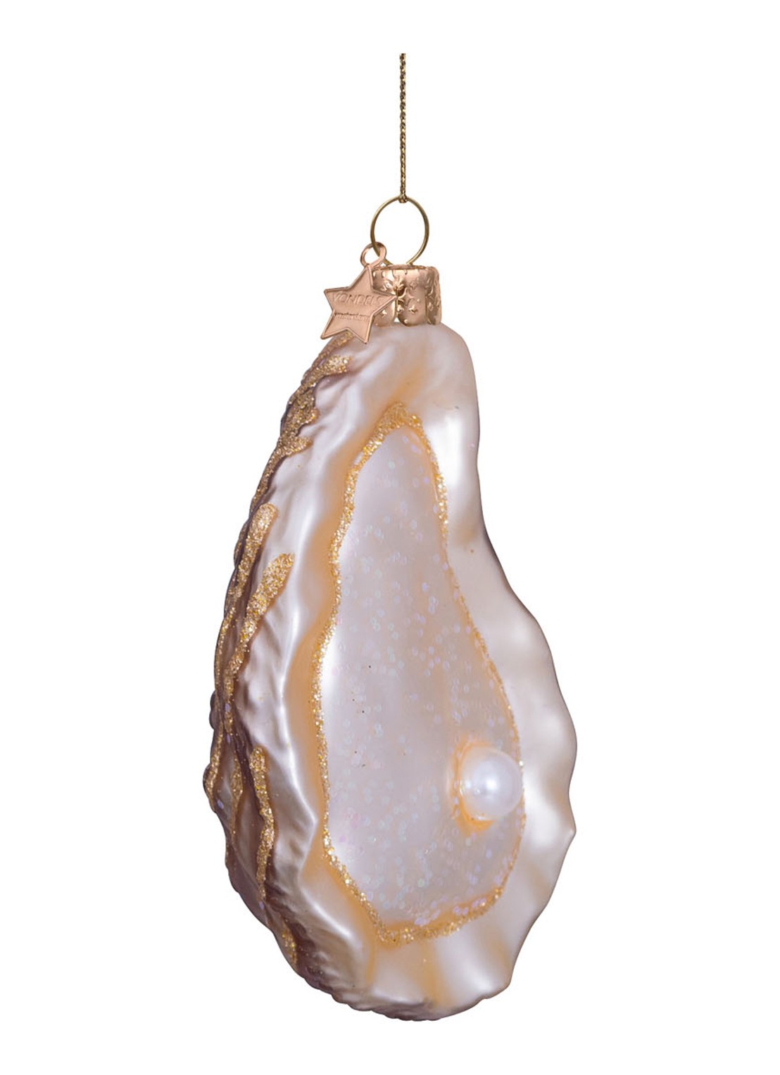 Vondels Oester kersthanger 10 cm - detail goud