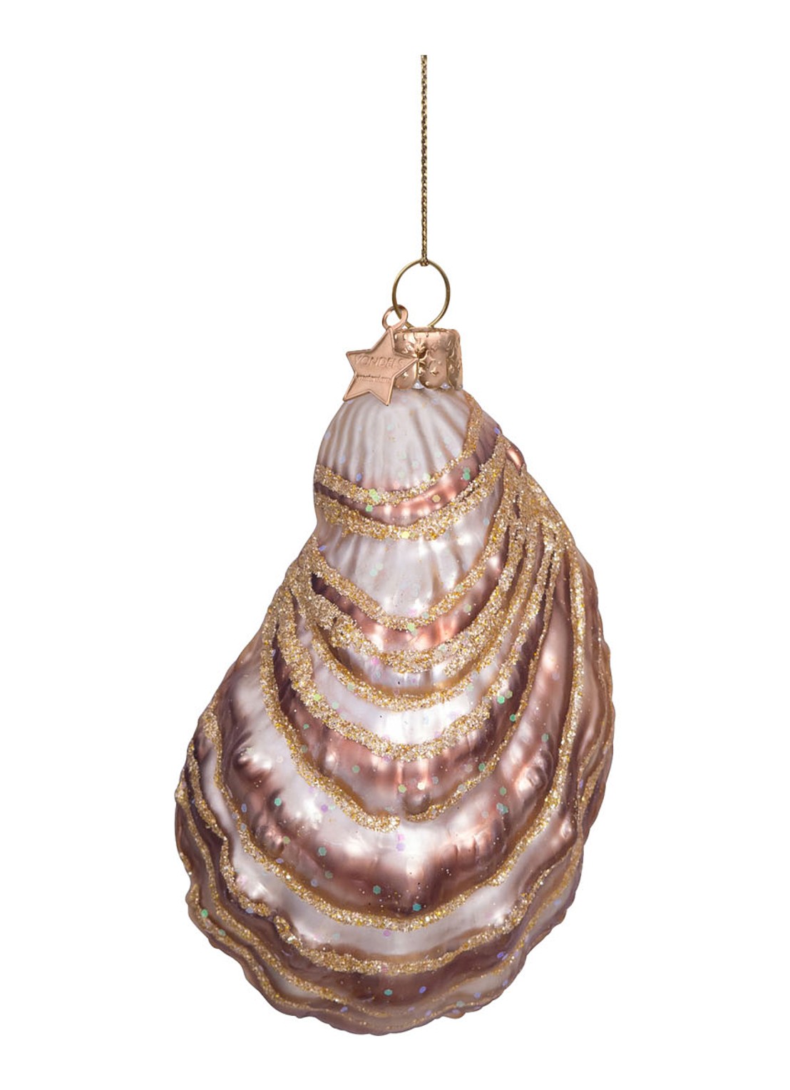 Vondels Oester kersthanger 10 cm - voorkant 4 goud
