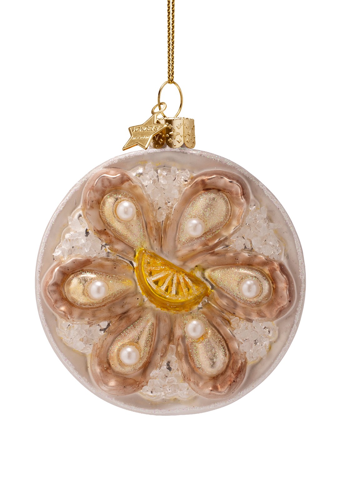 Vondels Oesterschaal kersthanger 9cm - voorkant 3 creme
