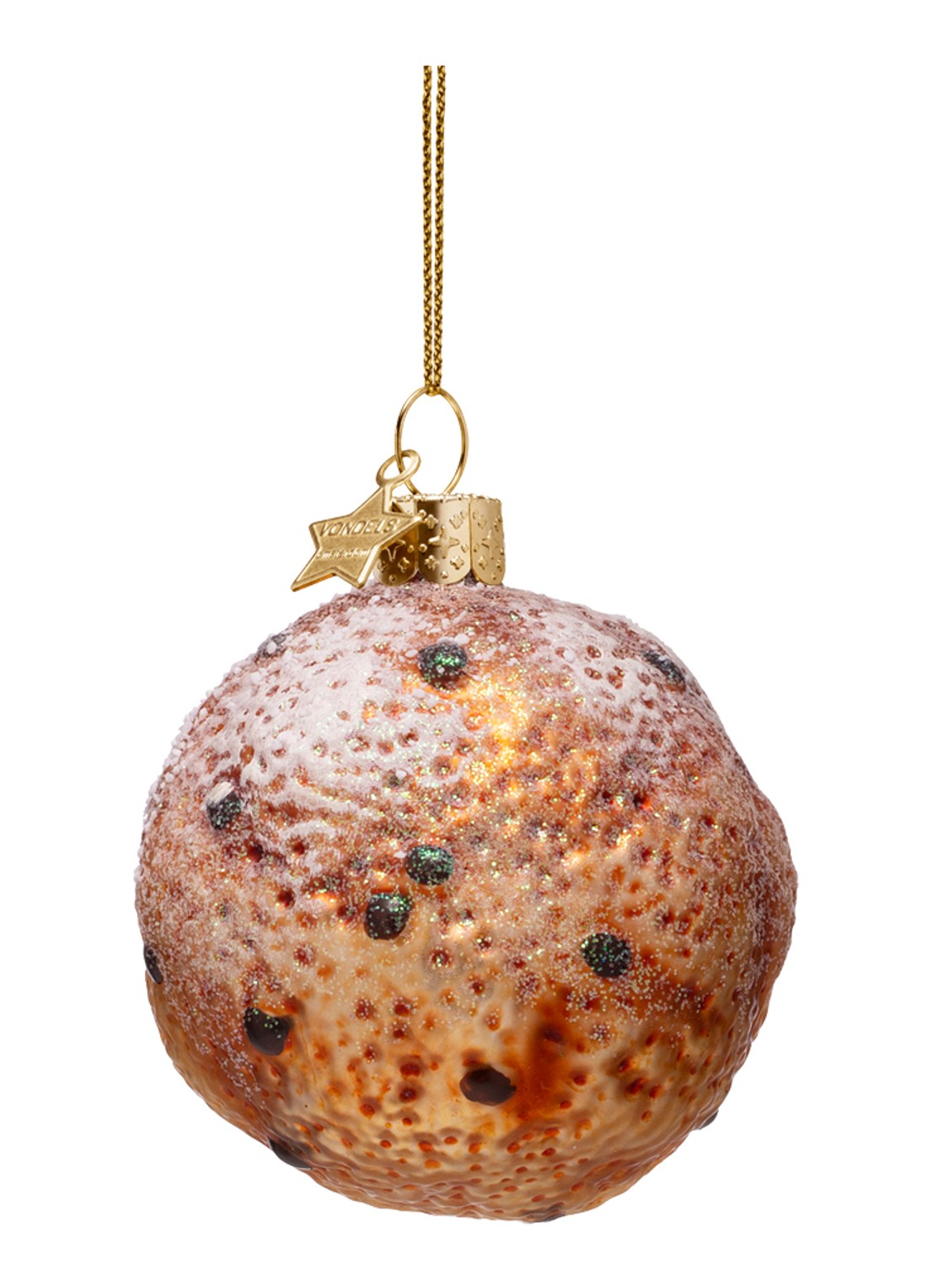 Vondels Oliebol kersthanger 7 cm - detail 3 bruin