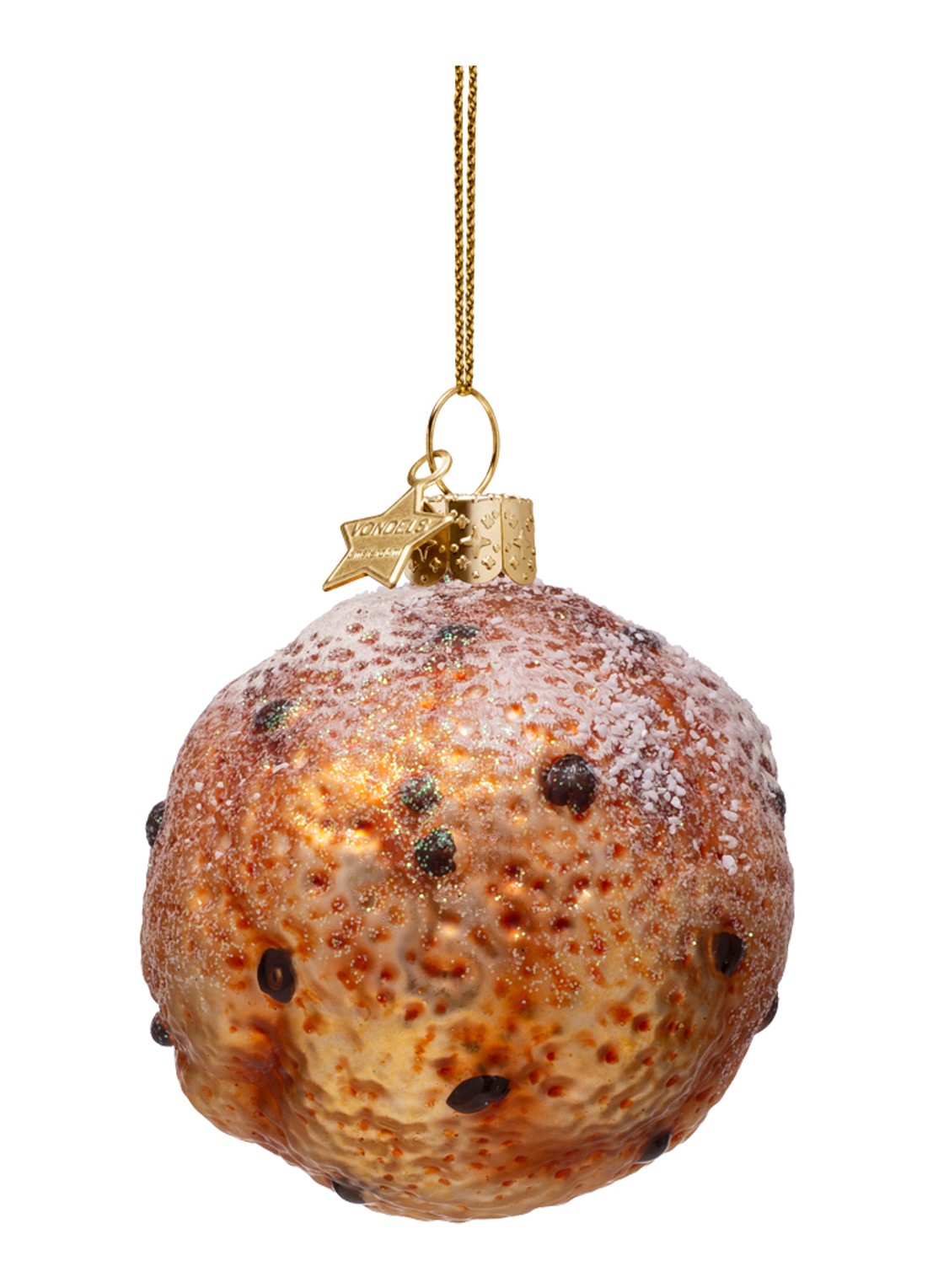 Vondels Oliebol kersthanger 7 cm - voorkant bruin