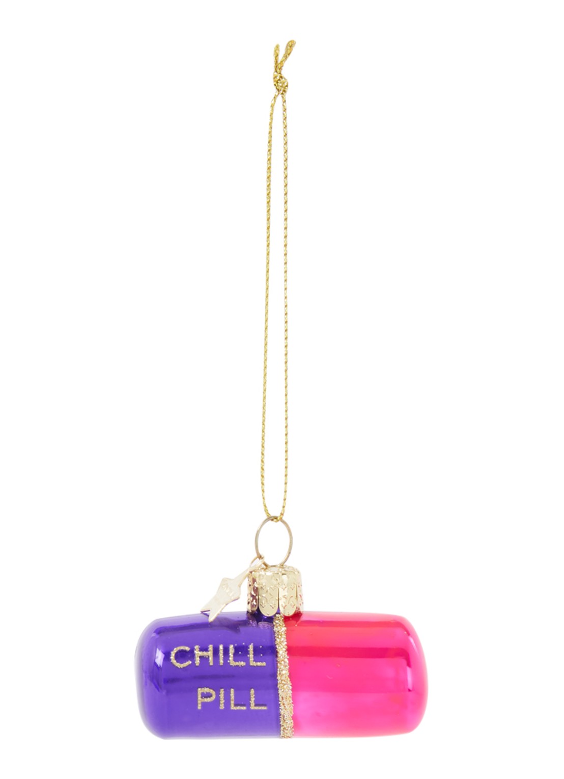Vondels Opal Chill Pill kersthanger 4 cm - voorkant 2 roze
