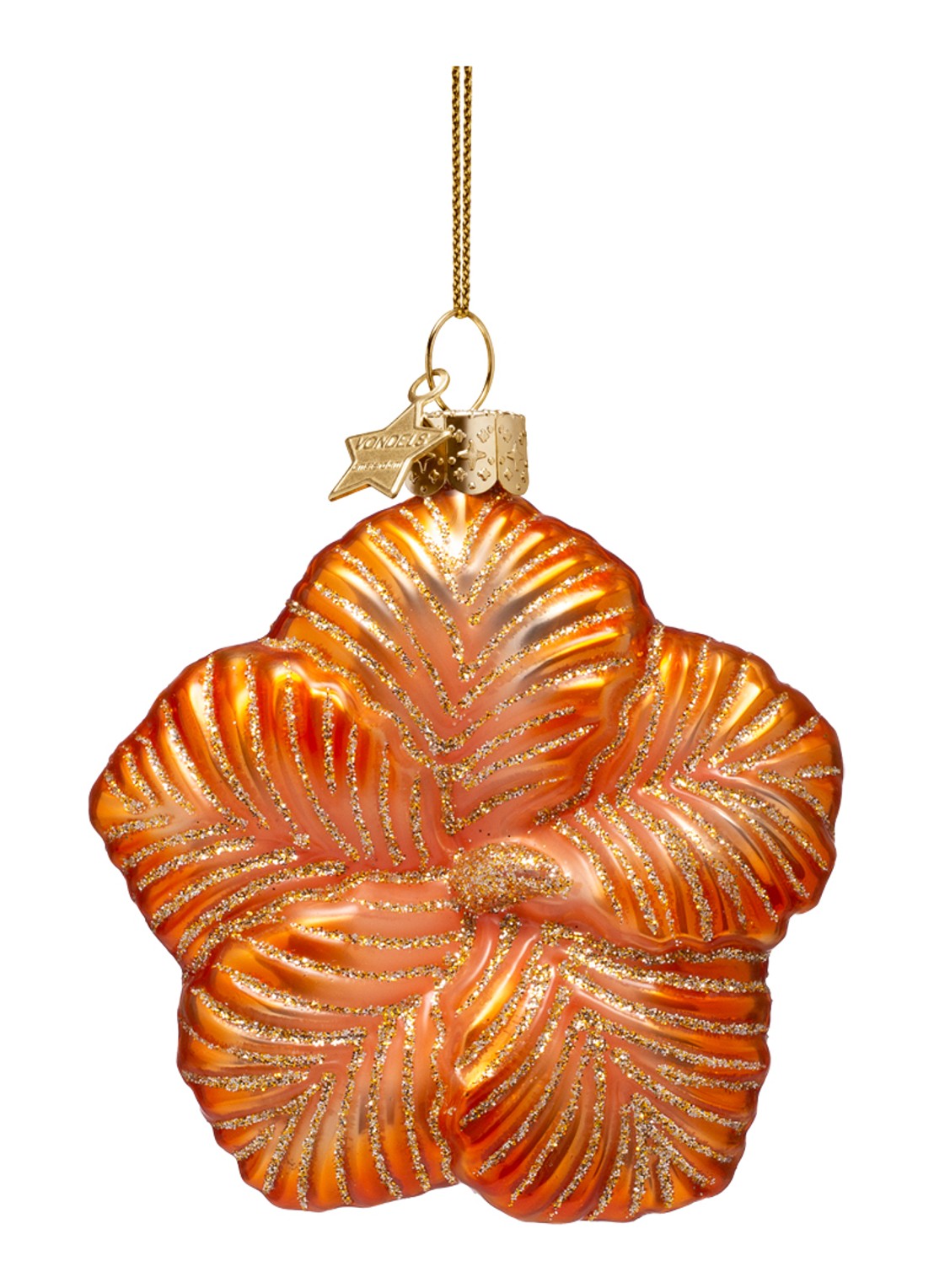 Vondels Oranje Hibiscus kersthanger 8,5 cm - voorkant 2 orange