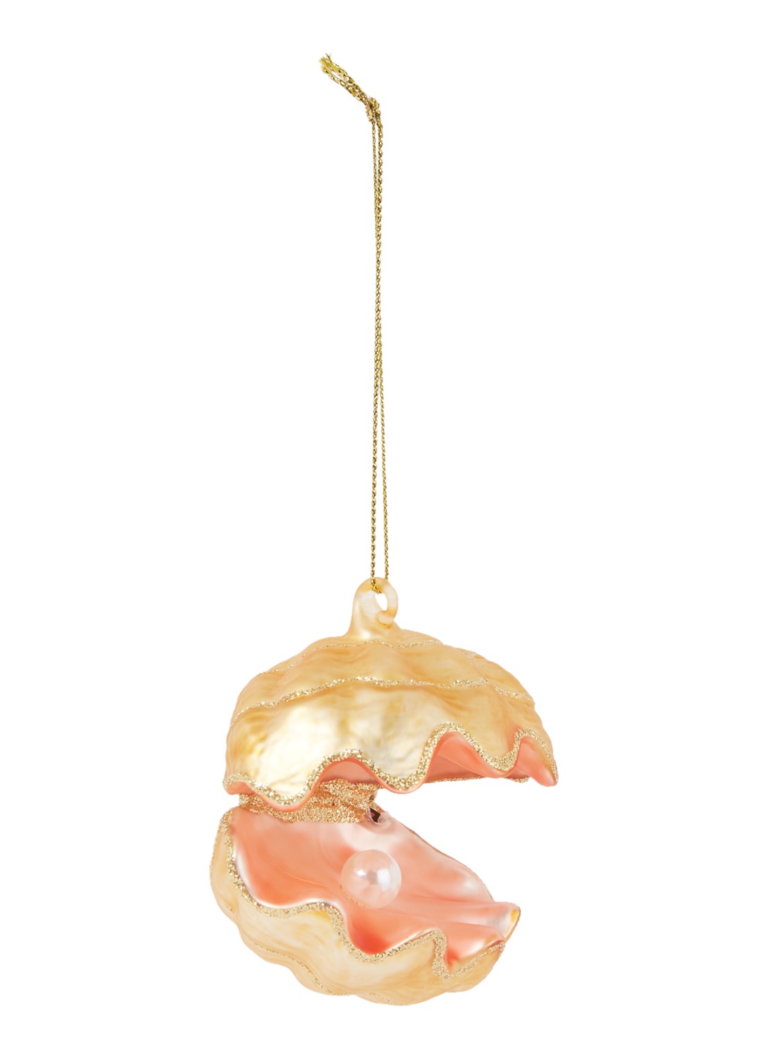 Vondels Oyster Pearl kersthanger 7 cm - voorkant zalmroze