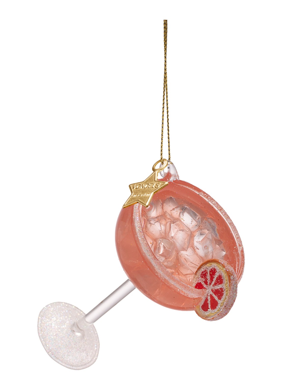 Vondels Paloma Cocktail kersthanger 10,5 cm - voorkant 4 roze