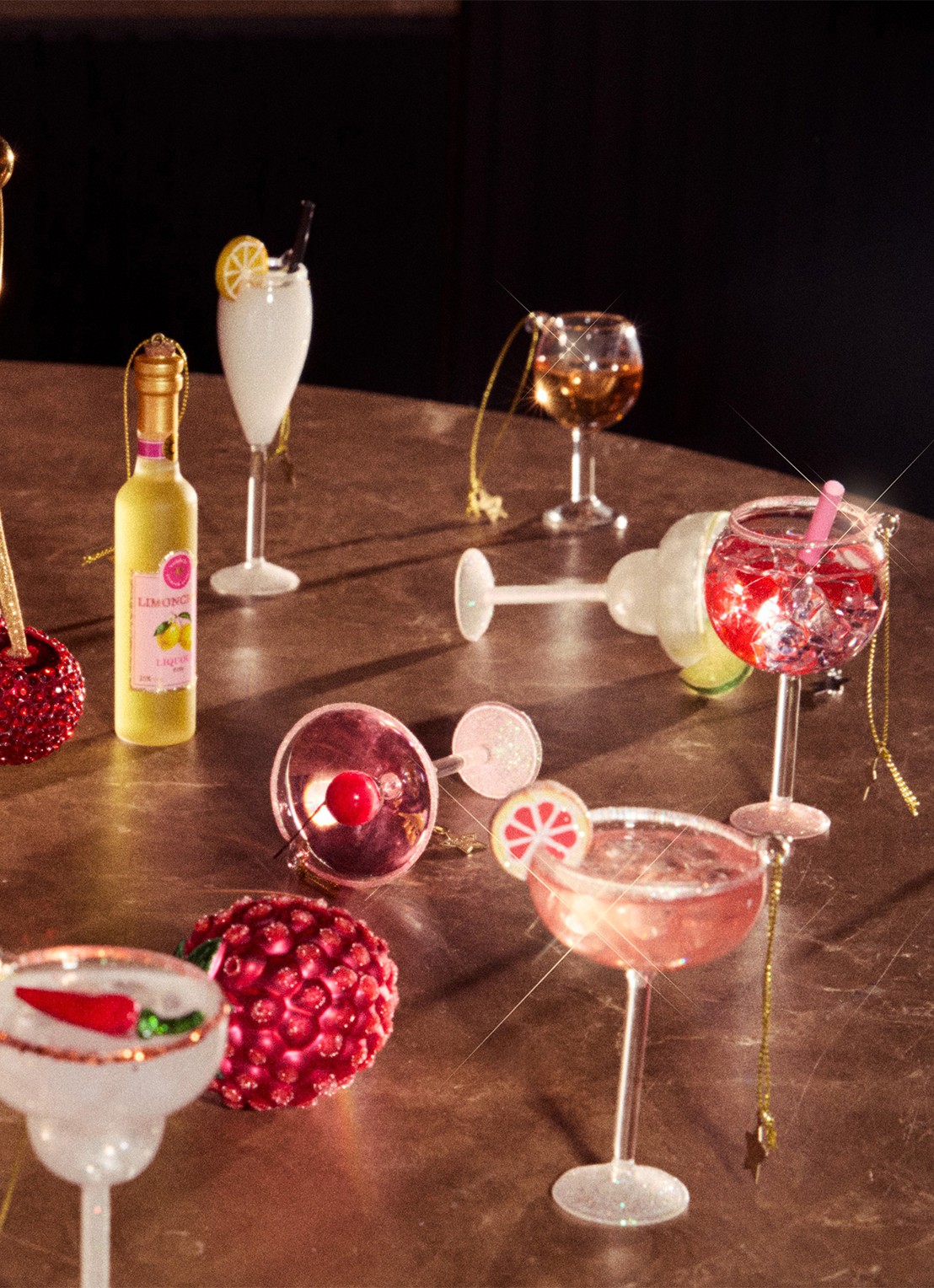Vondels Paloma Cocktail kersthanger 10,5 cm - voorkant 5 roze