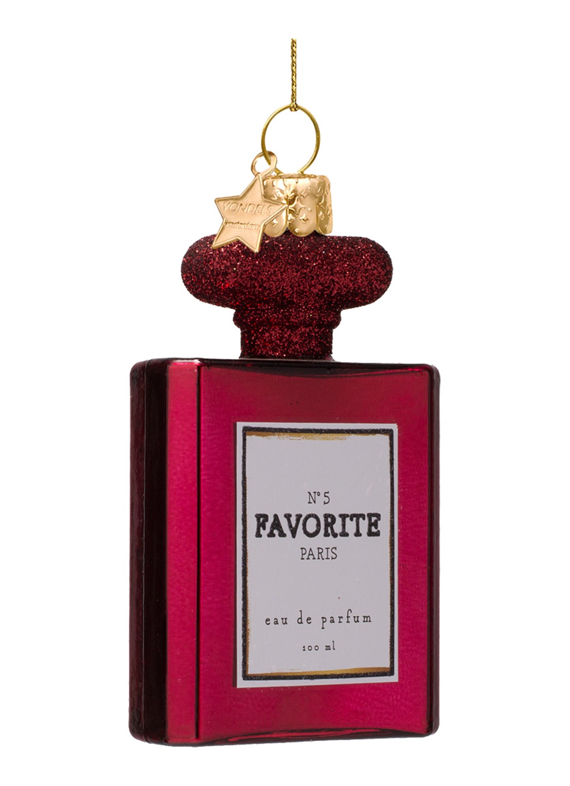 Vondels Parfum kersthanger 9 cm - detail 4 rood