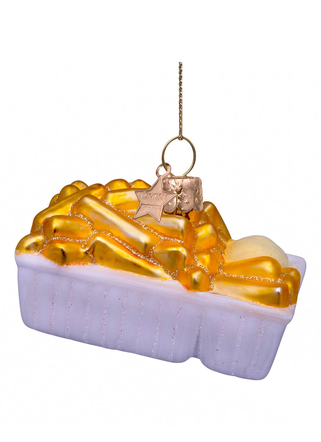 Vondels Patat met mayonaise kersthanger 6 cm - detail 2 wit