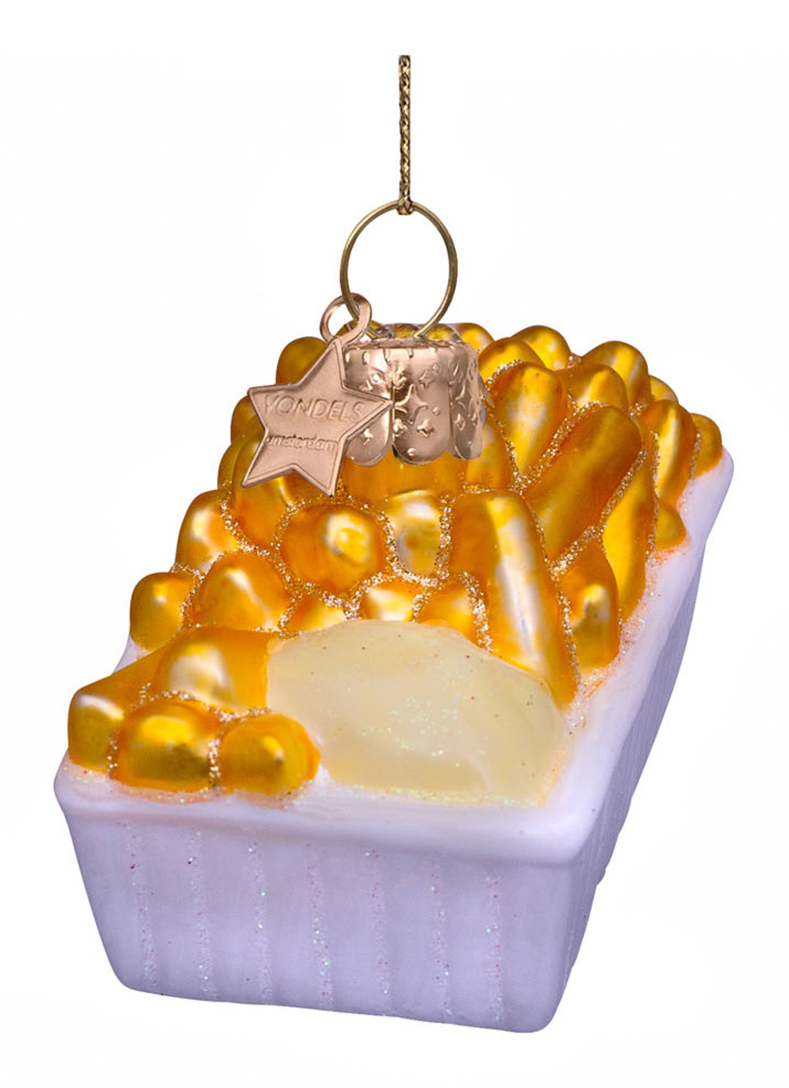 Vondels Patat met mayonaise kersthanger 6 cm - detail 4 wit