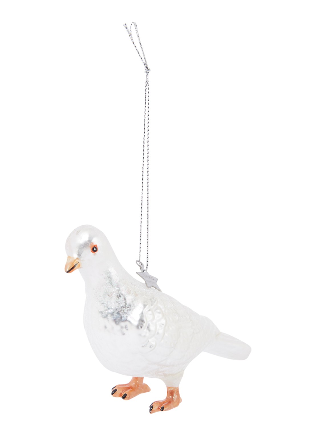 Vondels Pigeon kersthanger 7,5 cm - voorkant 2 parelmoer