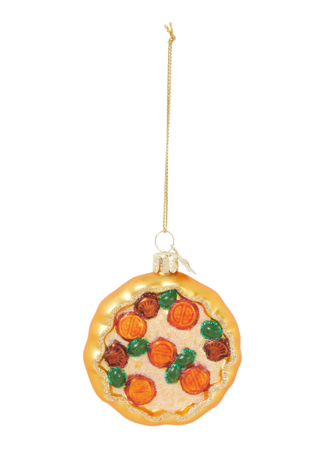 Vondels Pizza kersthanger 8 cm - voorkant orange