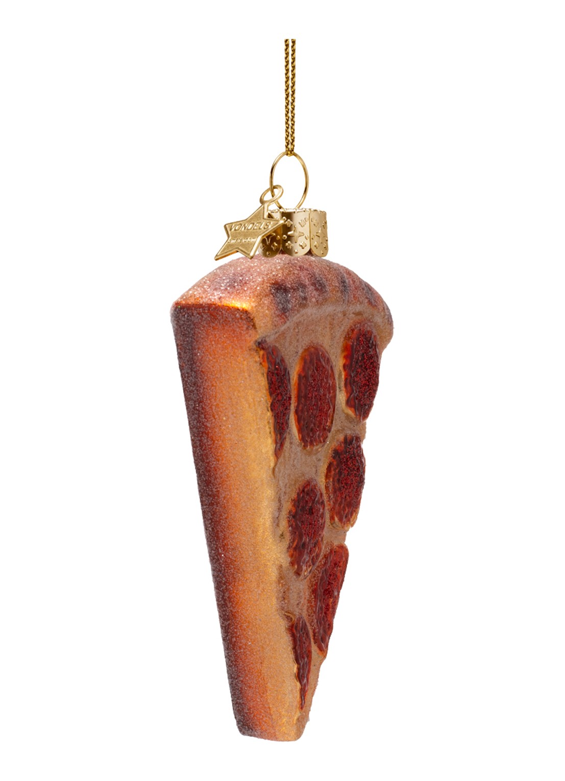 Vondels Pizza Punt kersthanger 10 cm - detail beige