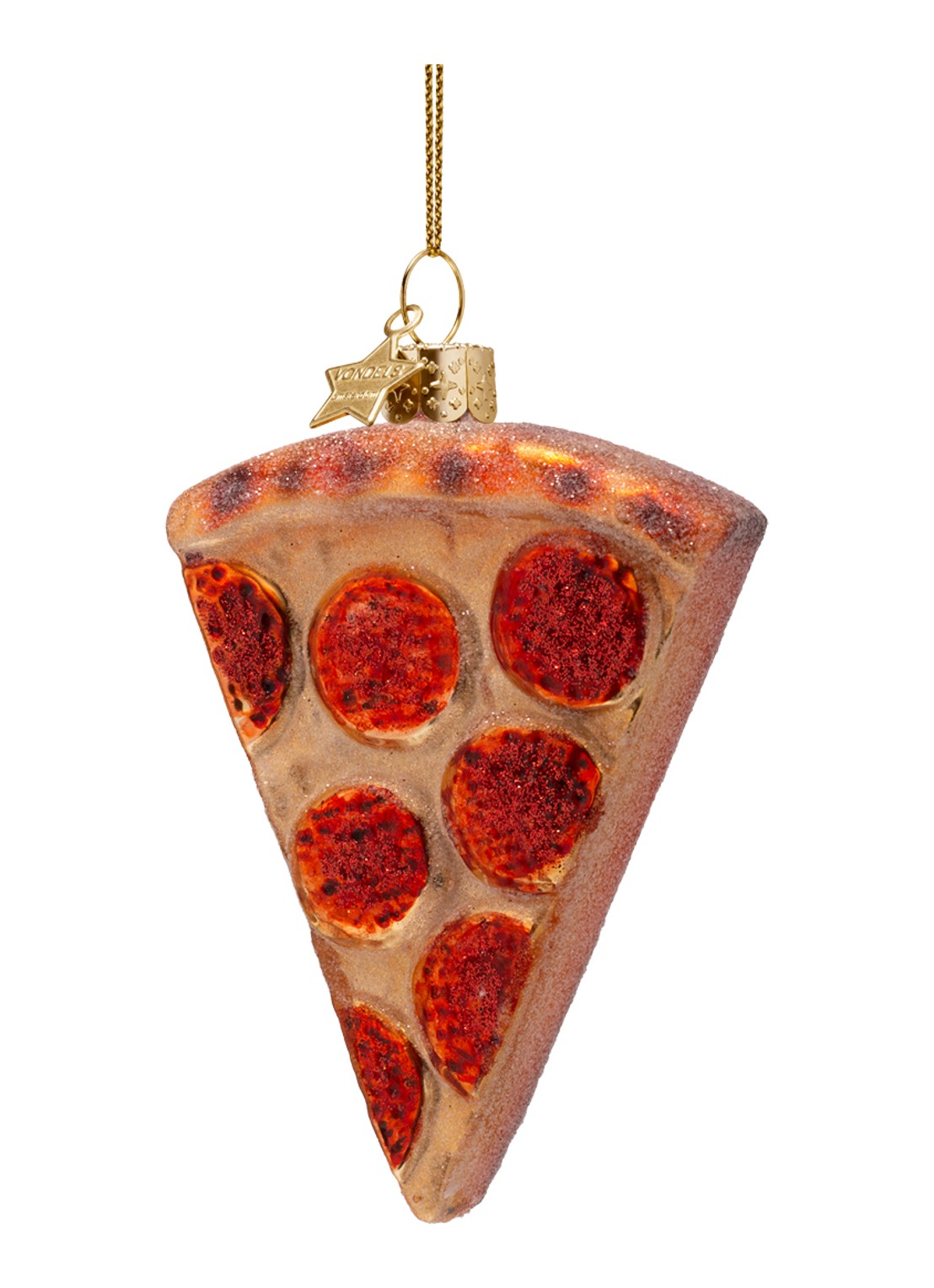 Vondels Pizza Punt kersthanger 10 cm - voorkant 3 beige