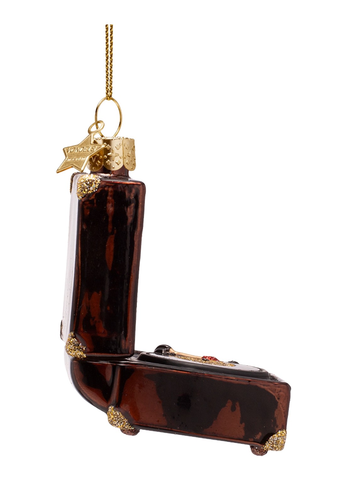 Vondels Platenspeler kersthanger 9,5 cm - detail 4 bruin