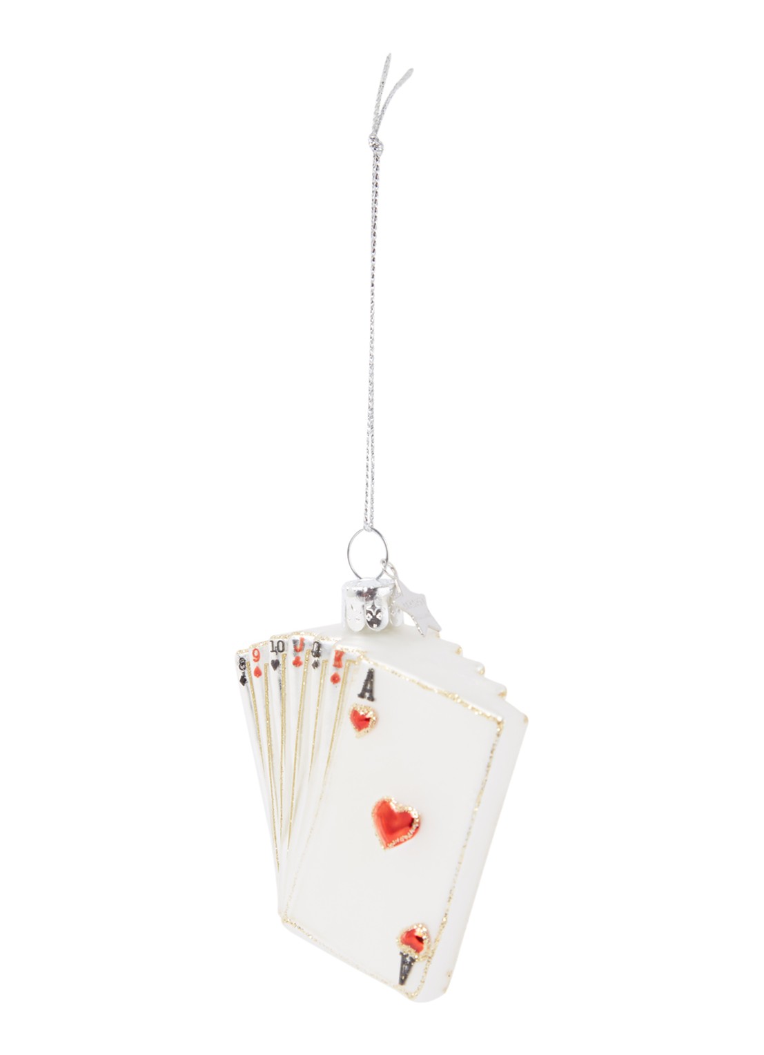 Vondels Playingcard kersthanger 7 cm - voorkant 2 parelmoer