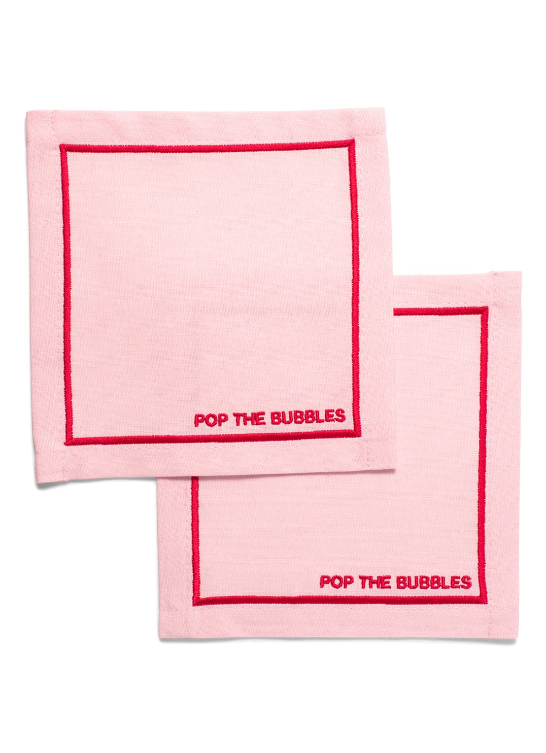 Vondels Pop the Bubbles servetten 14 x 14 cm set van 2 - voorkant roze