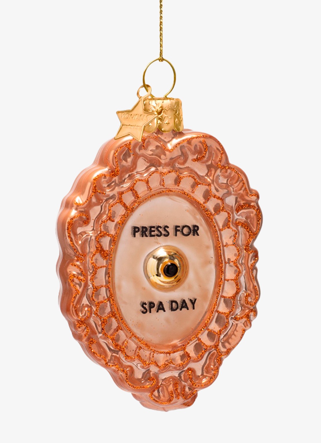 Vondels Press for Spa Day Knop kersthanger 9 cm - voorkant 2 goud