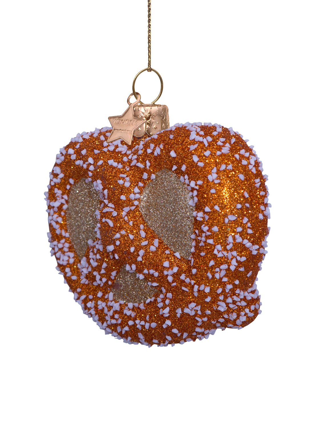 Vondels Pretzel kersthanger 7 cm - detail 2 goud