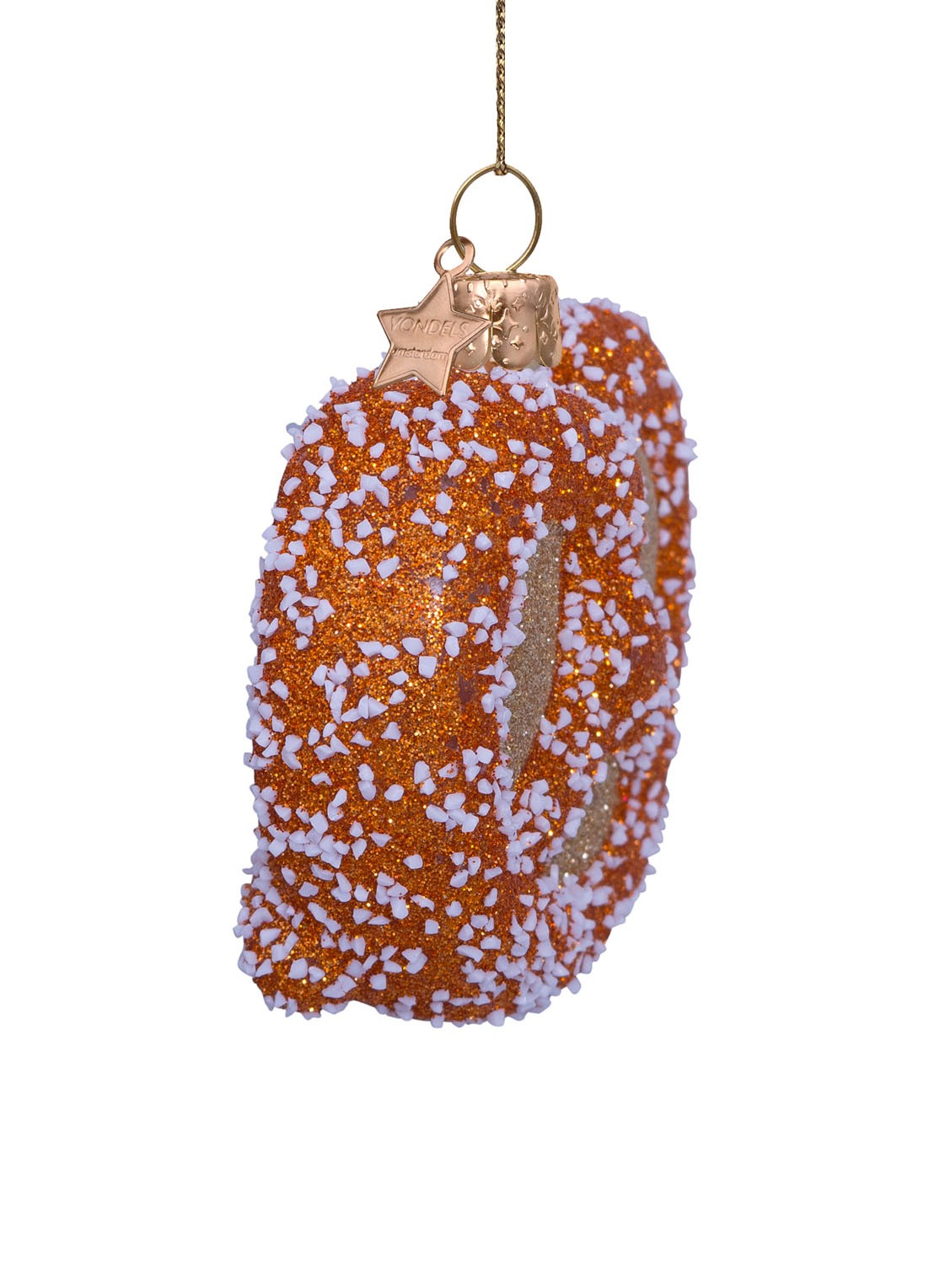 Vondels Pretzel kersthanger 7 cm - detail 3 goud