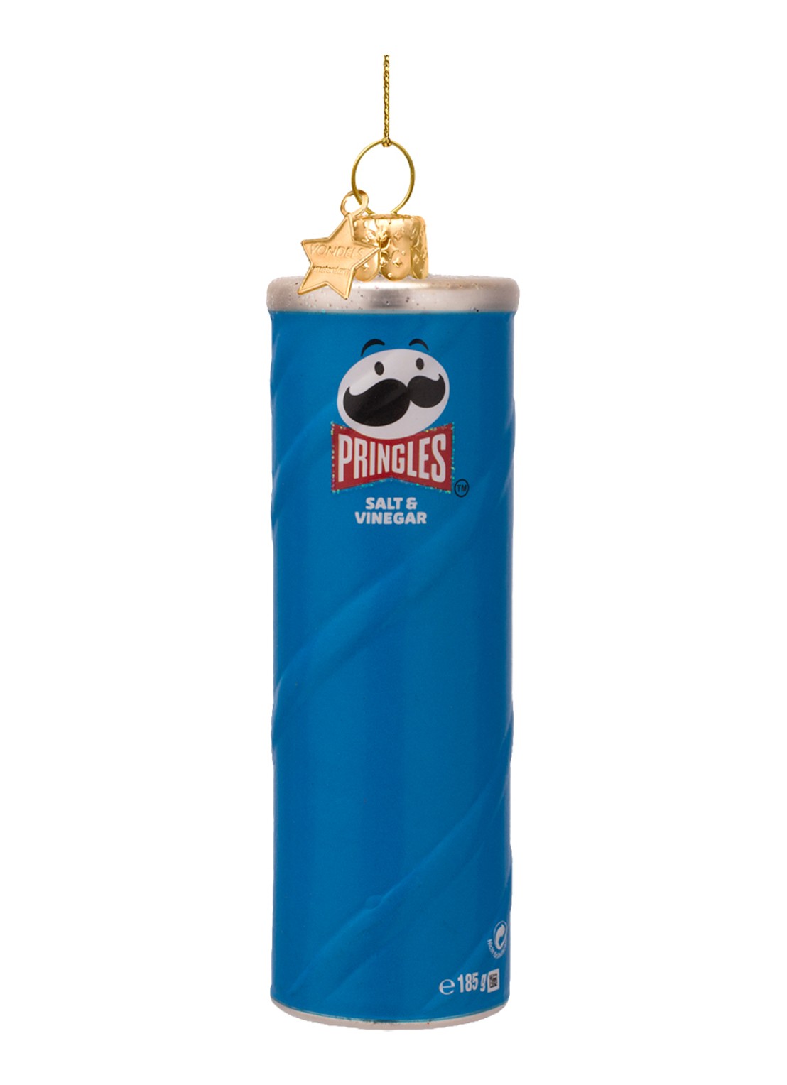 Vondels Pringles Salt & Vinegar kersthanger 11 cm - achterkant donkerblauw