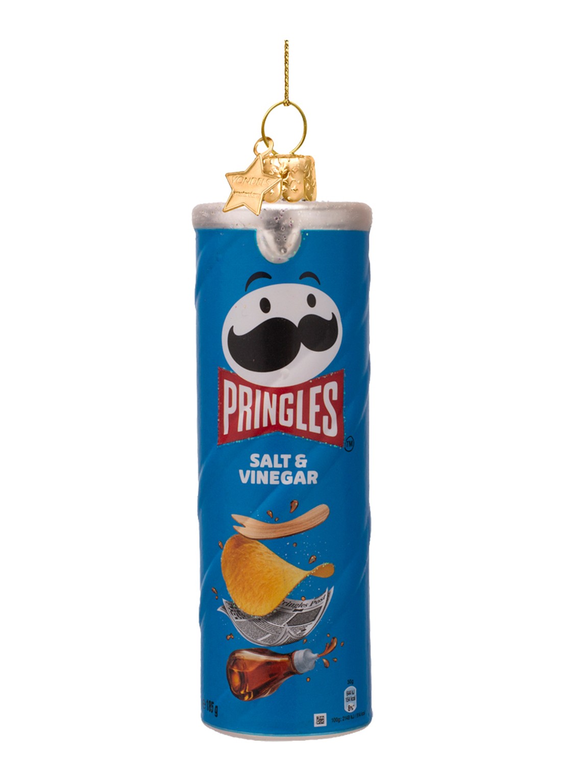 Vondels Pringles Salt & Vinegar kersthanger 11 cm - voorkant 2 donkerblauw
