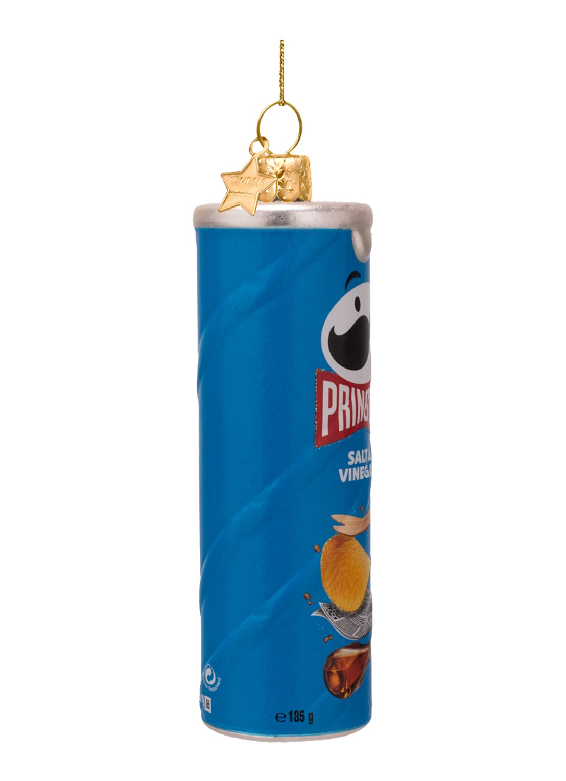 Vondels Pringles Salt & Vinegar kersthanger 11 cm - voorkant 3 donkerblauw