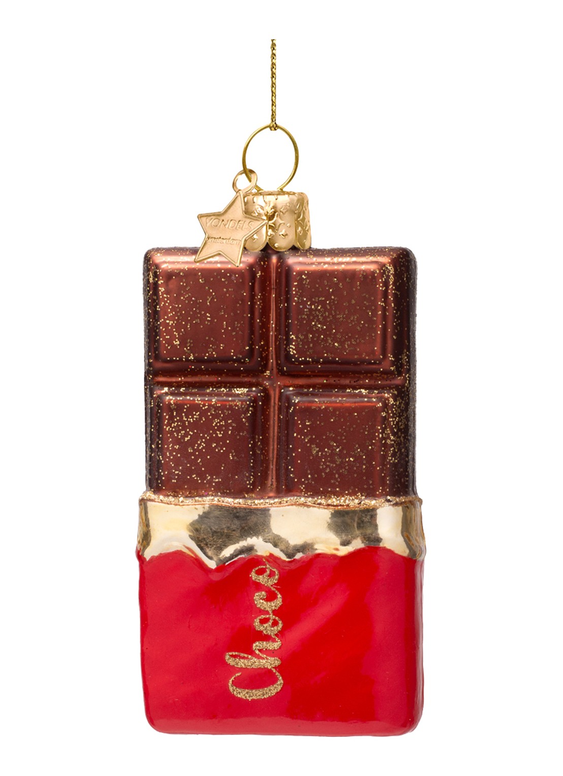 Vondels Pure Chocoladereep kersthanger 9 cm - voorkant 2 bruin