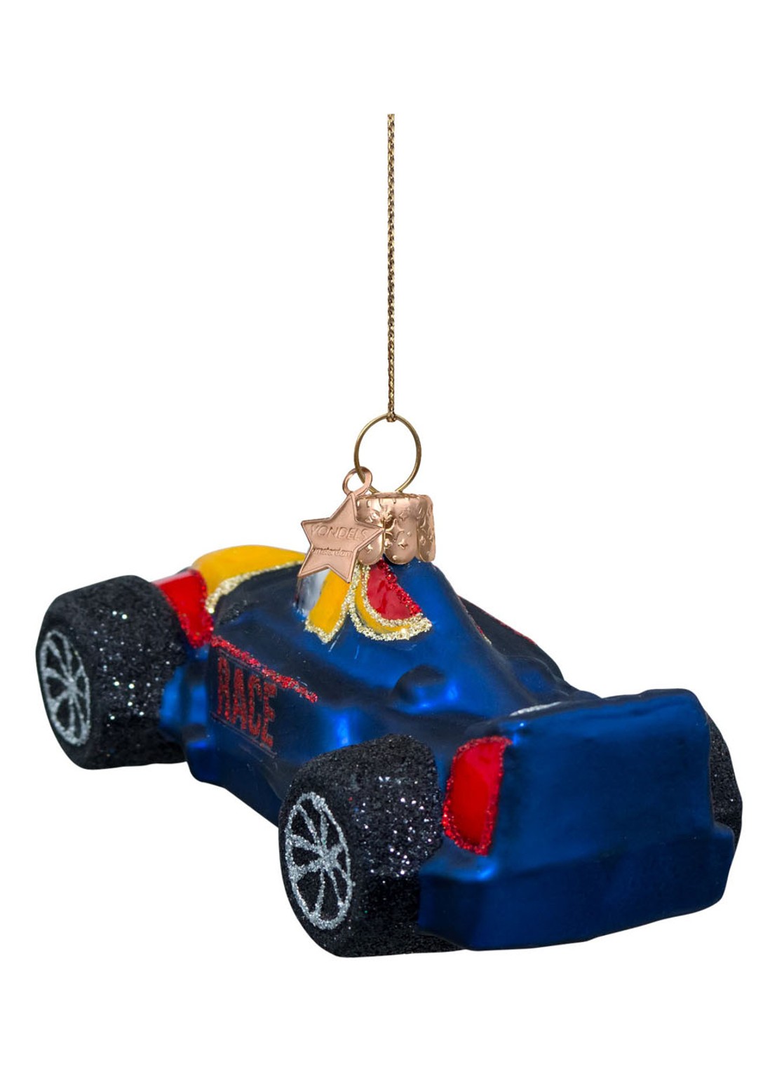 Vondels Raceauto kersthanger 5 cm - detail 5 kobaltblauw