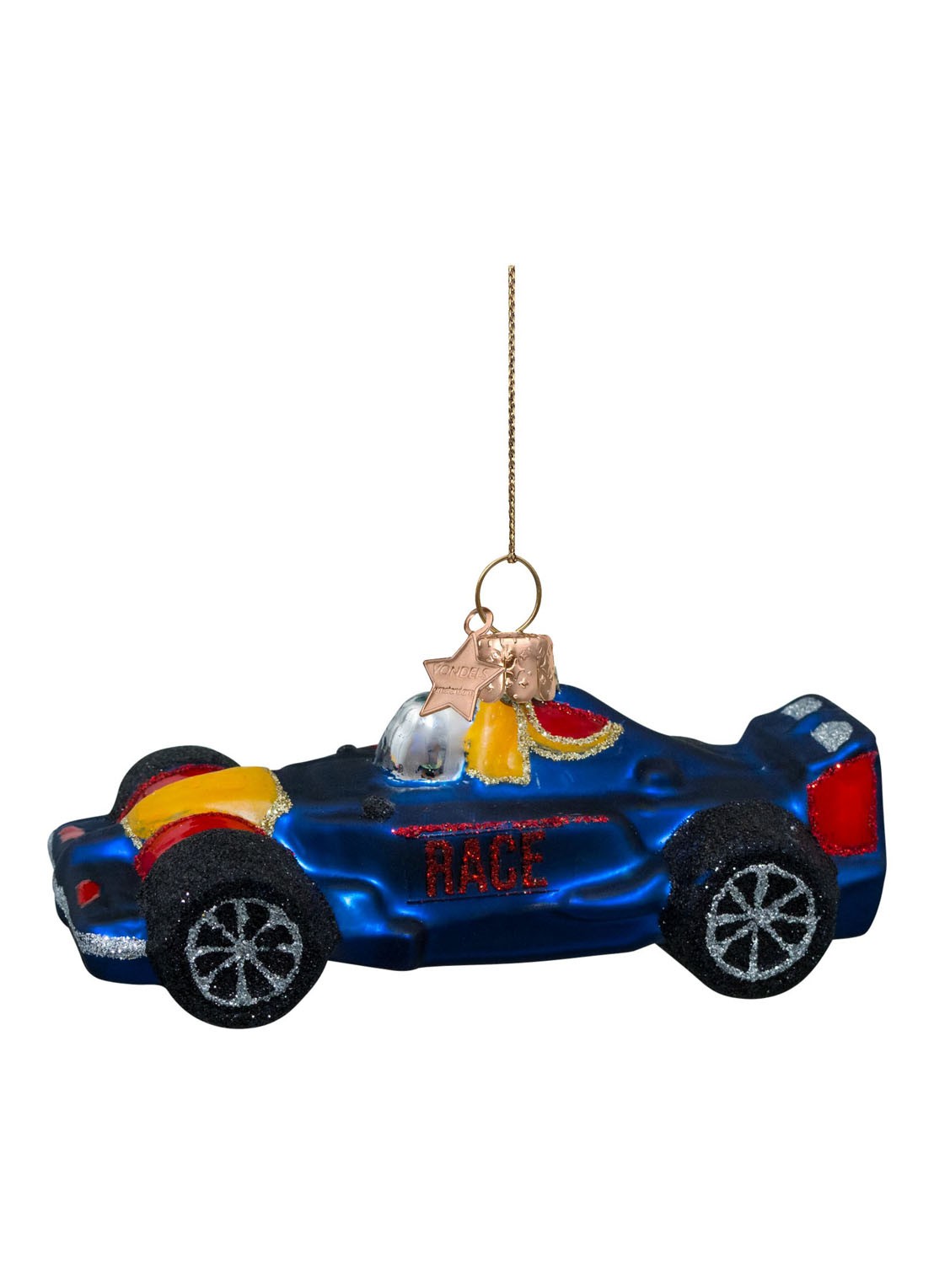Vondels Raceauto kersthanger 5 cm - detail 6 kobaltblauw