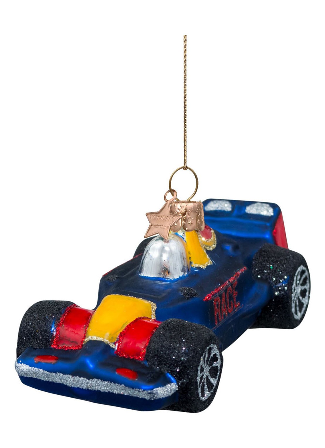 Vondels Raceauto kersthanger 5 cm - detail 7 kobaltblauw