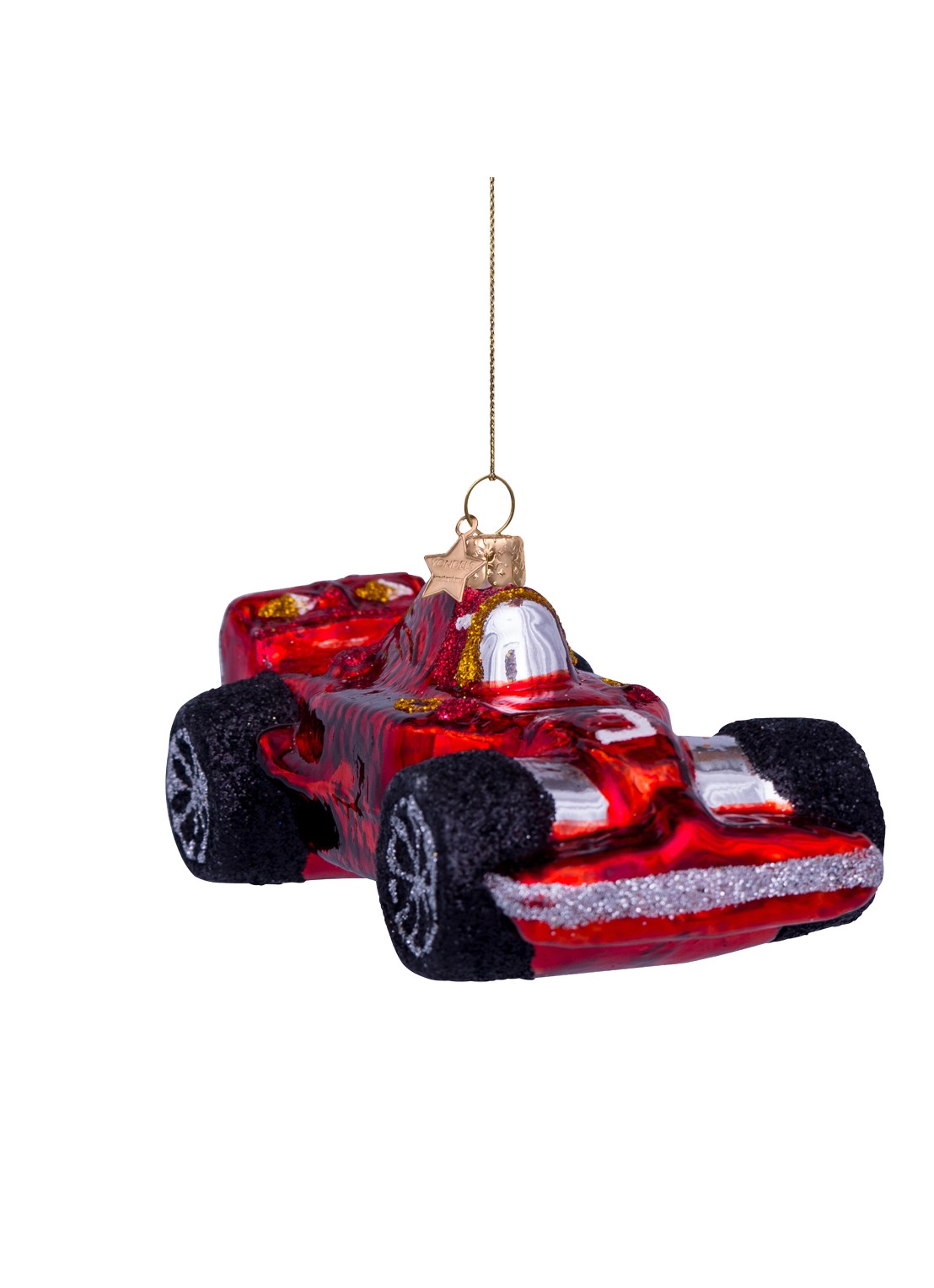 Vondels Raceauto kersthanger 5 cm - detail 3 rood