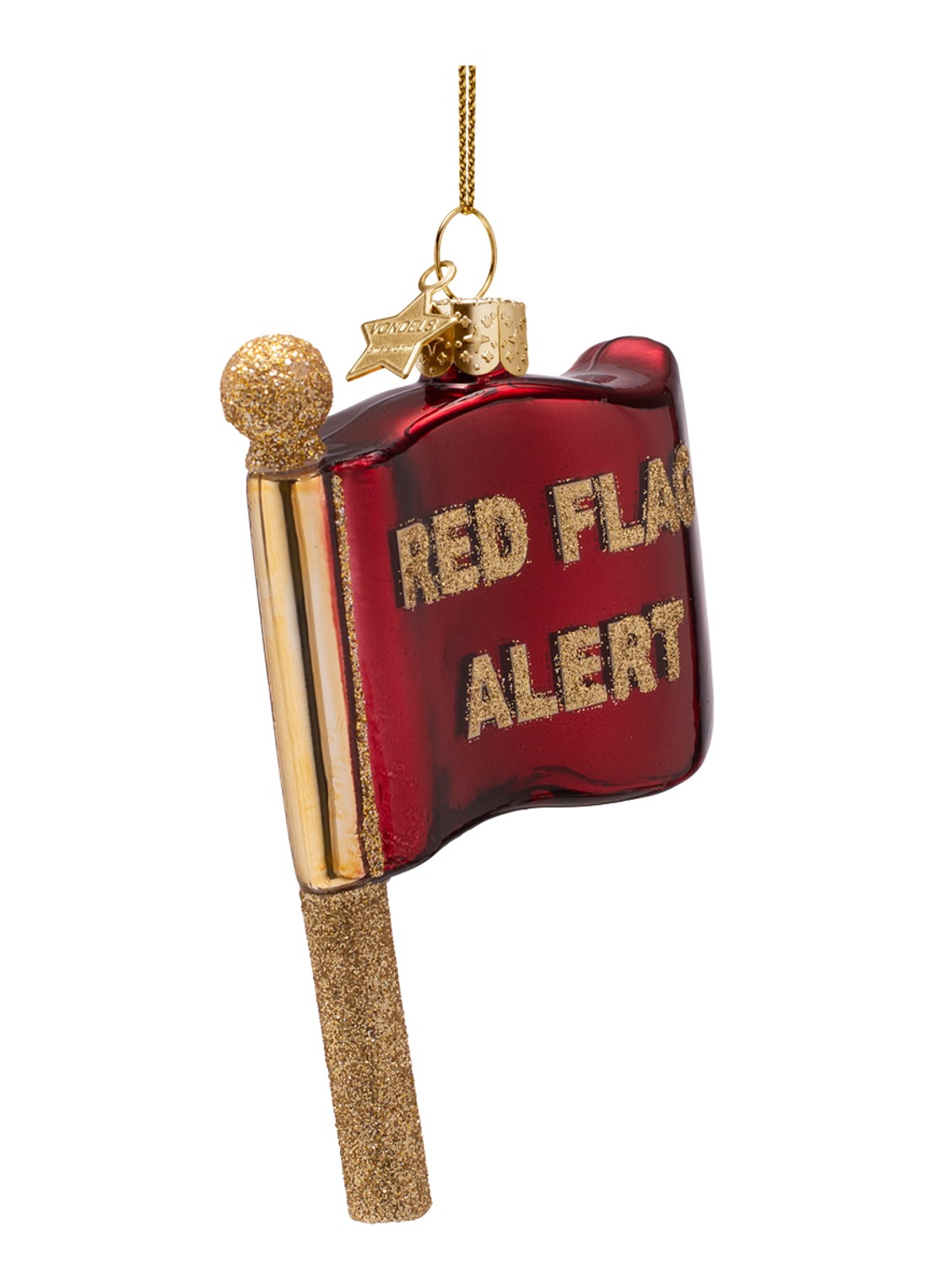 Vondels Red Flag kersthanger 10,5cm - voorkant 2 rood