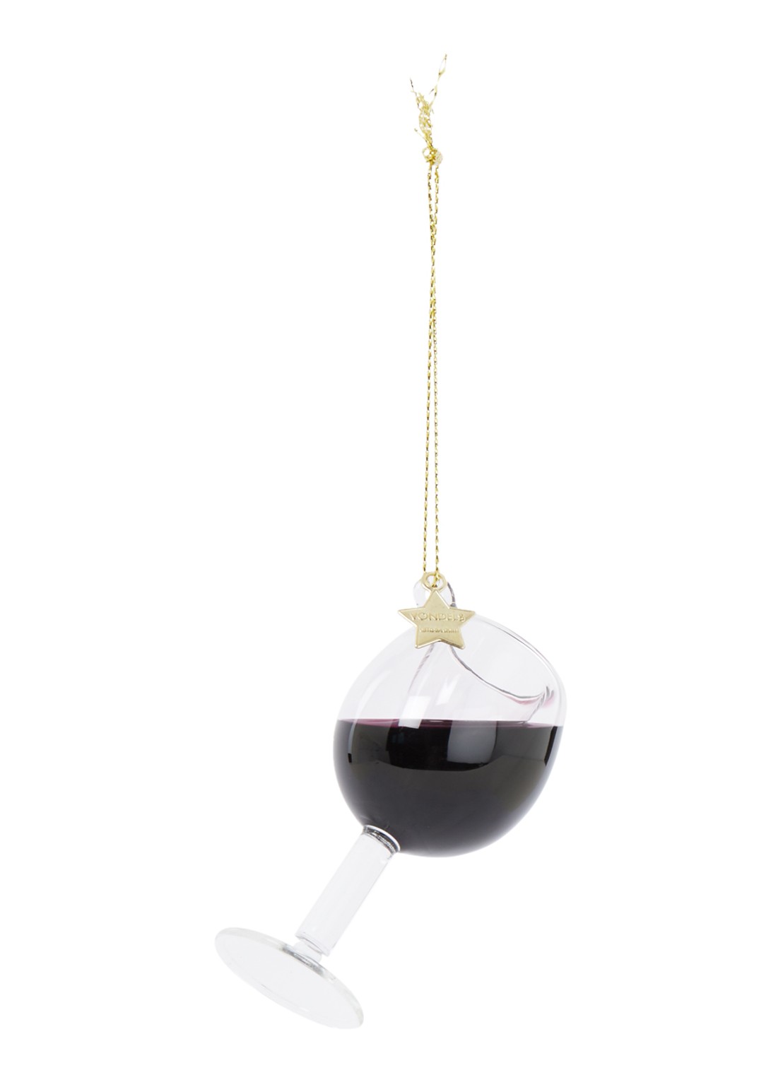 Vondels Red Wine Glass kersthanger 7,5 cm - voorkant bordeauxrood