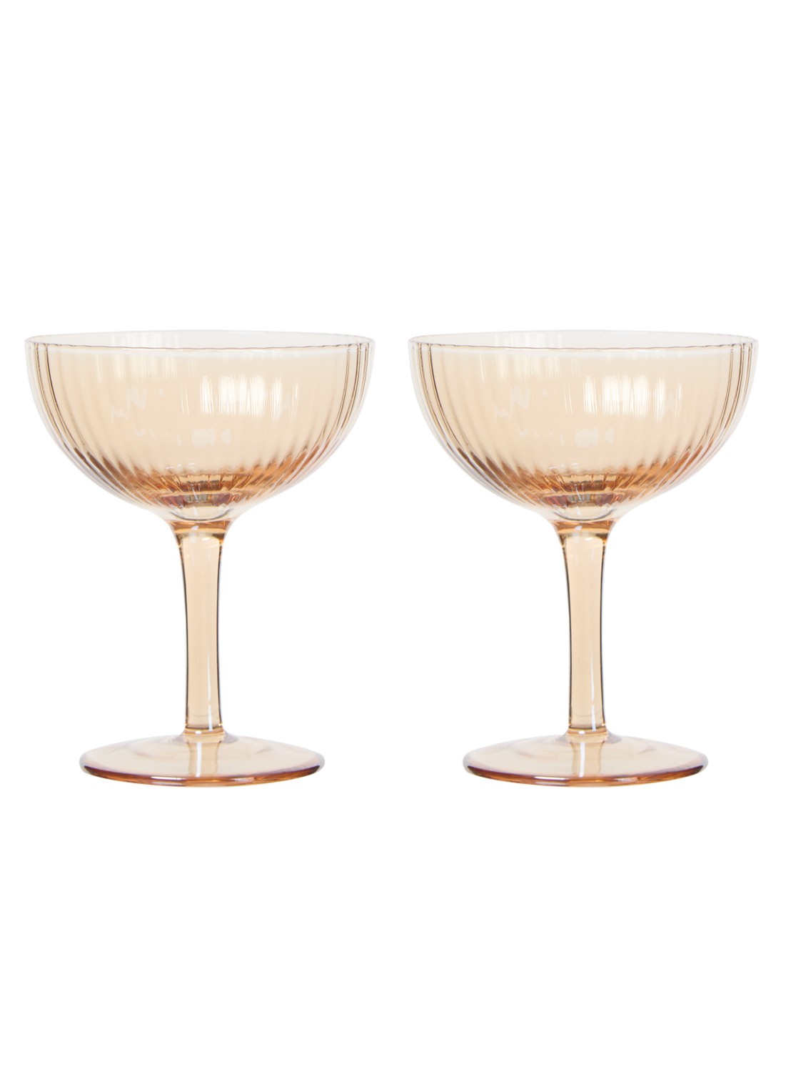Vondels Ripple Luster champagne glas 15 cl set van 2 - voorkant orange