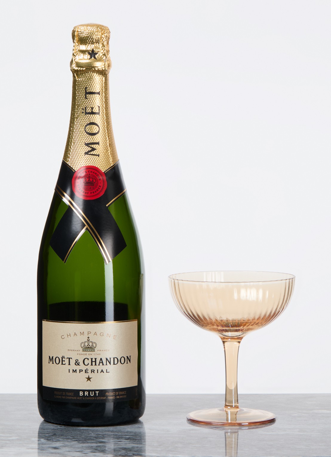 Vondels Ripple Luster champagne glas 15 cl set van 2 - voorkant 2 orange