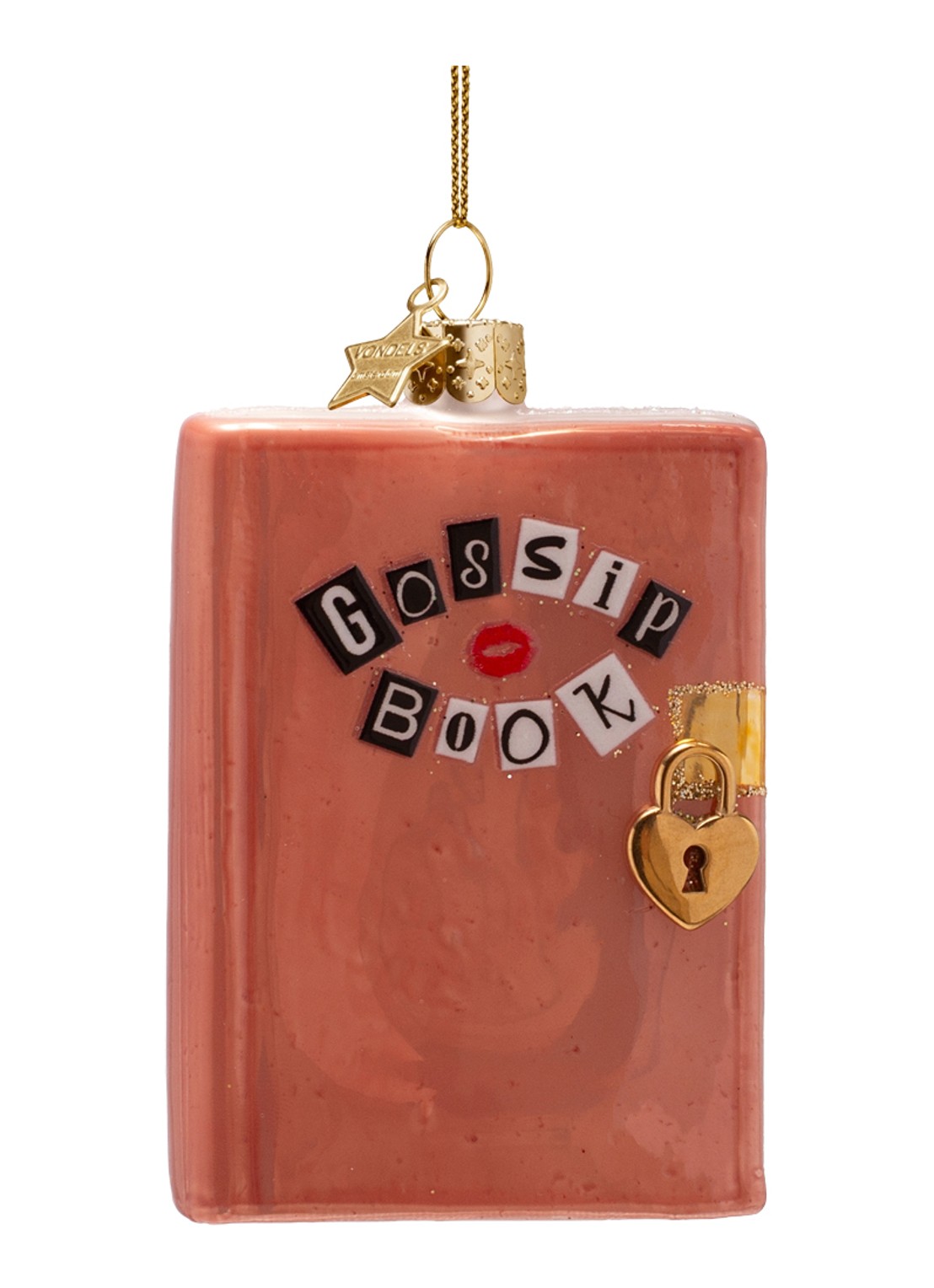 Vondels Roddel Dagboek kersthanger 8,5 cm - voorkant oudroze